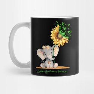 Kabuki Syndrome Awareness Cute Elephant Sunflower Lime Mug